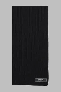 Balmain men’s black ribbed knit scarf made from textile accessories for stylish cold weather wear