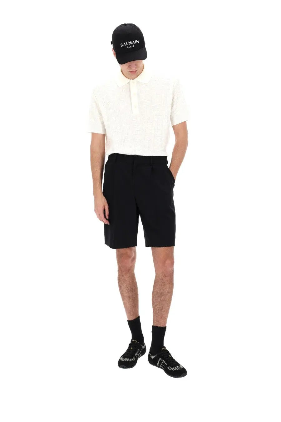 Balmain Men's Wool Tailored Shorts Black