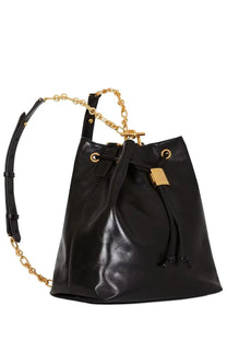 Balmain unisex pulse convertible leather backpack in black with gold-tone chain and strap hardware