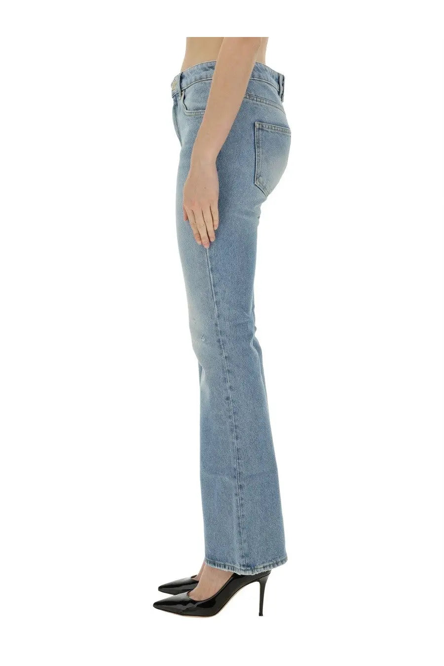 Balmain Women's Flare Fit Jeans Blue, view 4
