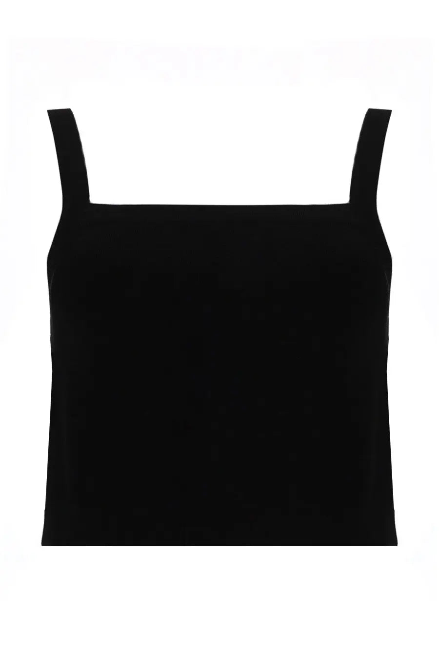 Balmain women’s black sleeveless crop top with thin straps and square neckline in lightweight fabric