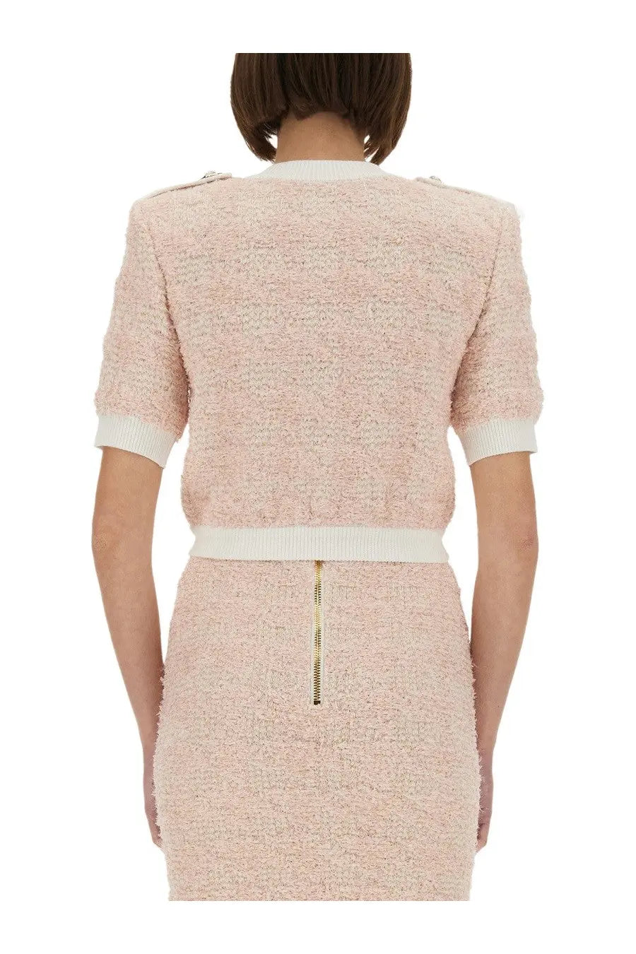 Balmain Women's Tweed Cardigan Blue, view 3