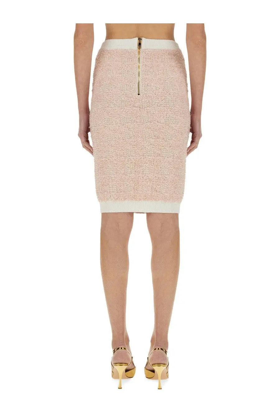 Balmain Women's Tweed Midi Skirt Blue, view 3
