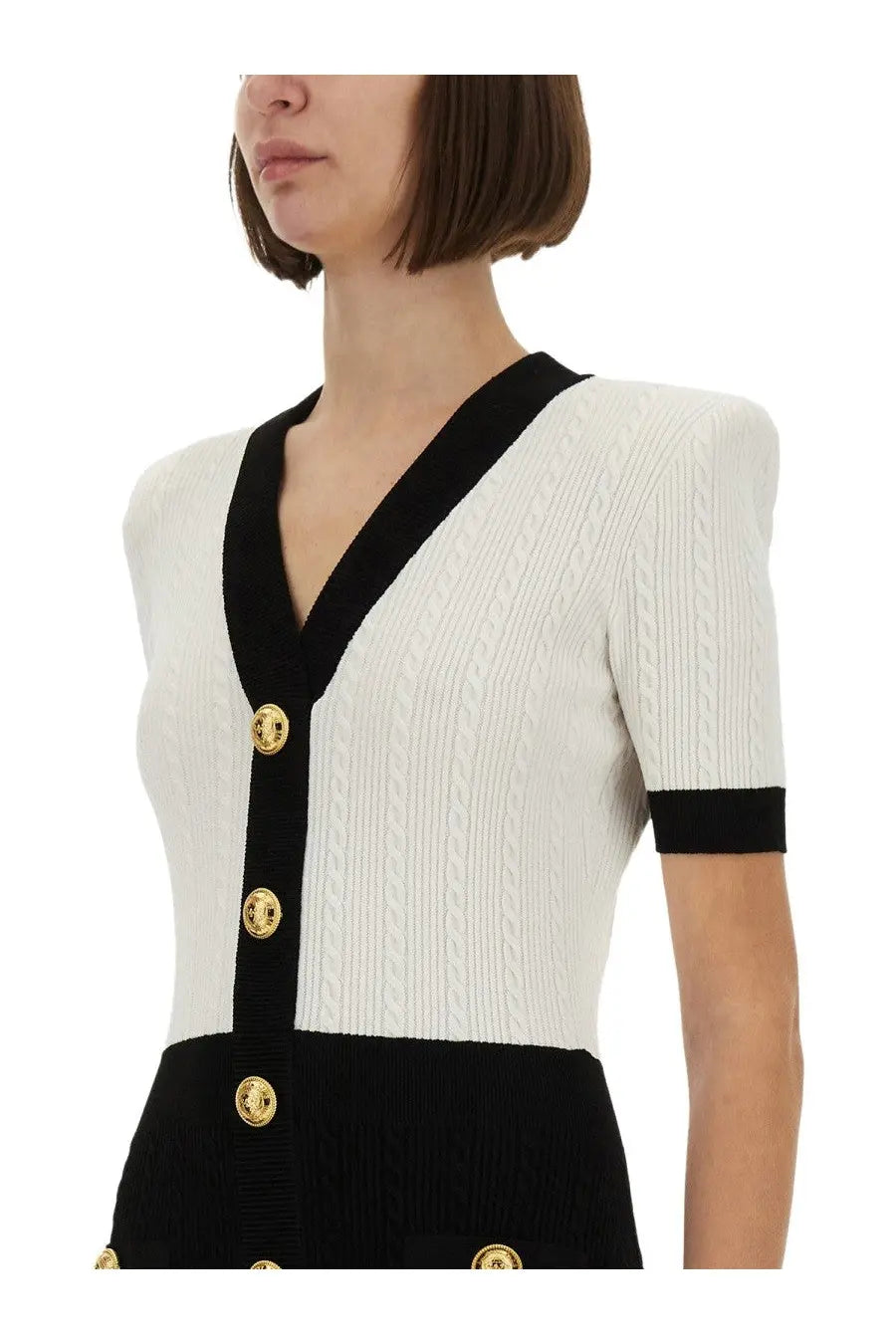 Balmain Women's Two Tone Bodycon Dress Multicolor, view 4
