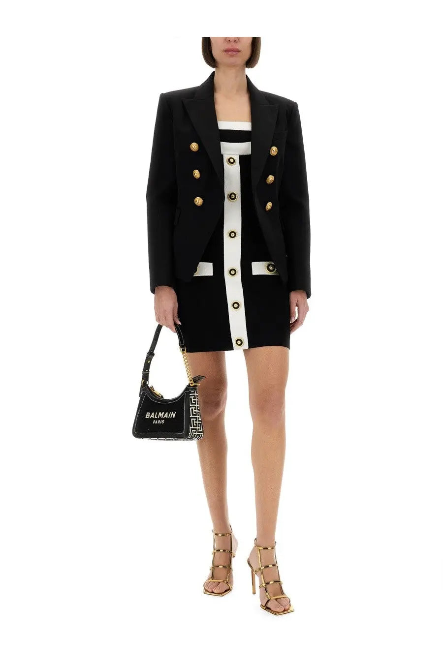 Balmain Women's Two Tone Dress Black, view 2
