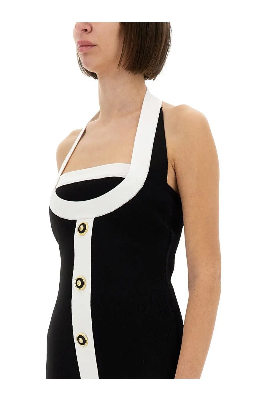 Balmain Women's Two Tone Dress Black, view 4