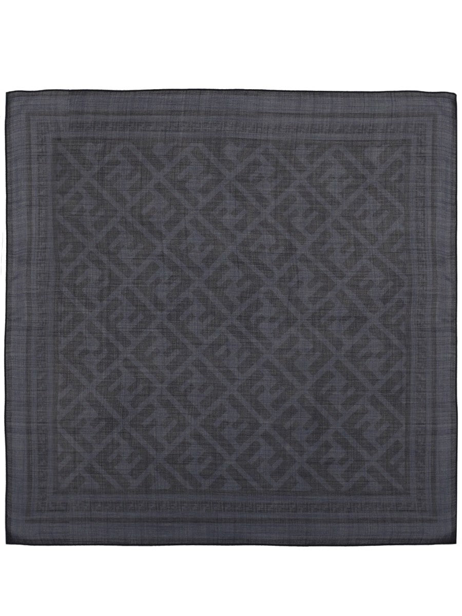 Fendi Men's Bandana in Seta Lana Con Motivo Blue