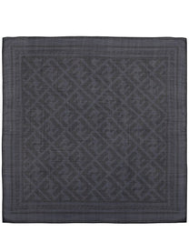 Fendi Men's Bandana in Seta Lana Con Motivo Blue