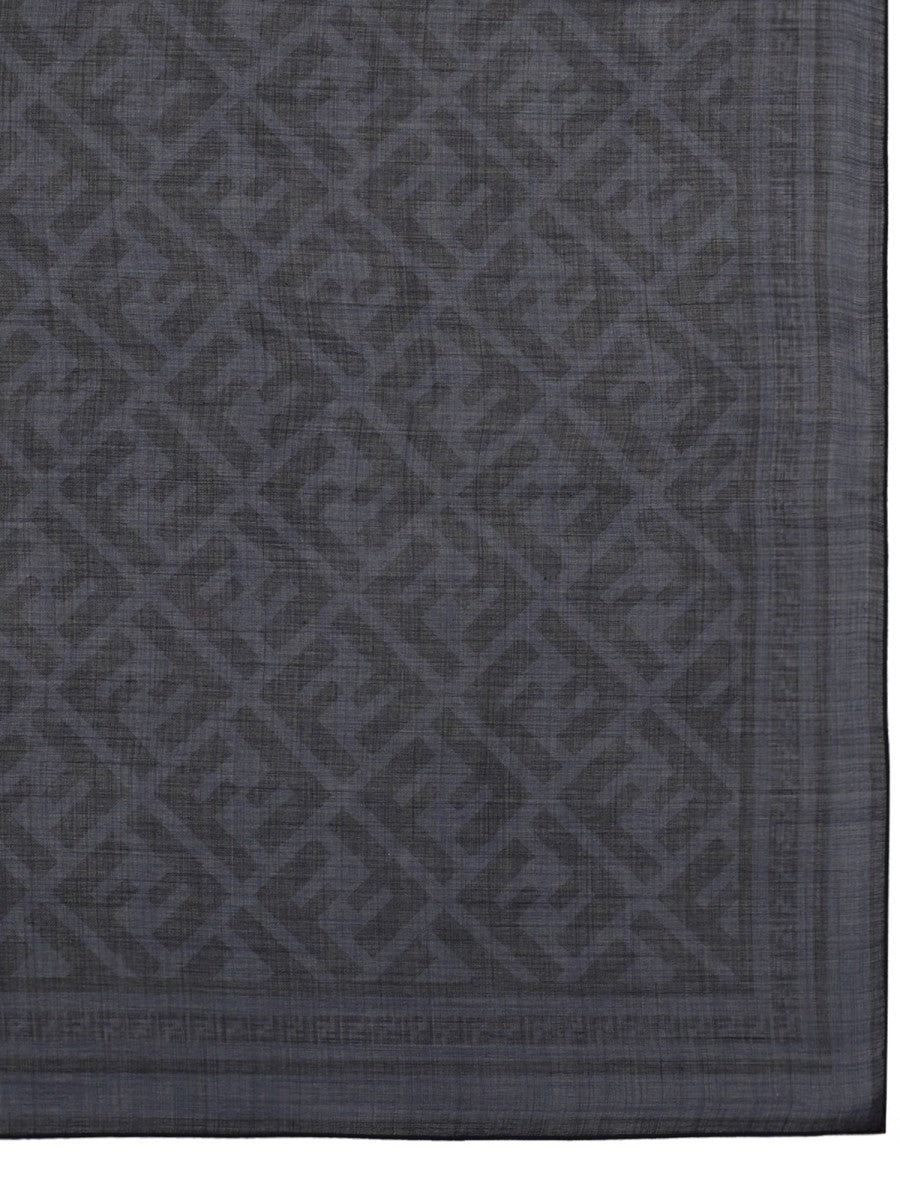 Fendi Men's Bandana in Seta Lana Con Motivo Blue