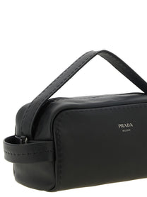 PRADA Leather Crossbody Bag Bandoliera Black
