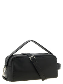 PRADA Leather Crossbody Bag Bandoliera Black