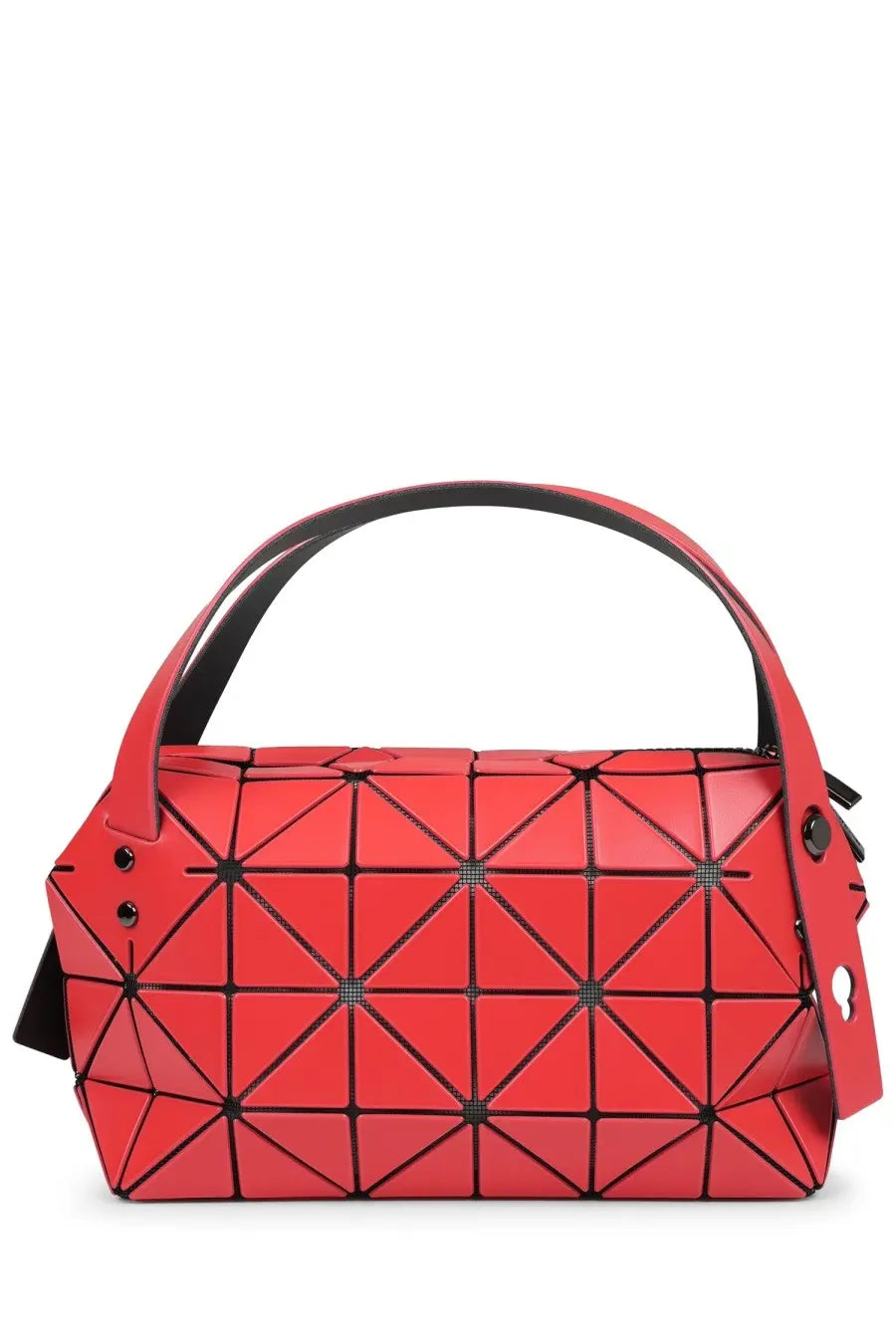 Bao bao issey miyake women’s red geometric handbag with black stitching and hardware in boston style