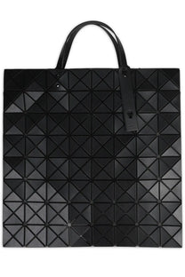 Bao bao issey miyake women’s borsa tote lucent matte black geometric patterned bag with leather handles