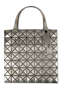 Bao Bao Issey Miyake women’s platinum tote bag in silver with geometric pattern and metallic handles