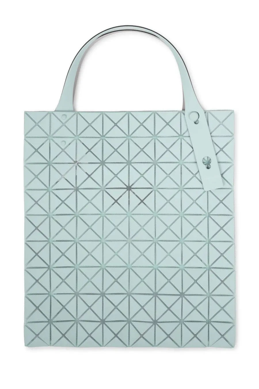 Bao Bao Issey Miyake women’s prism plus tote bag in light blue with geometric pattern and silver-toned metallic stitching