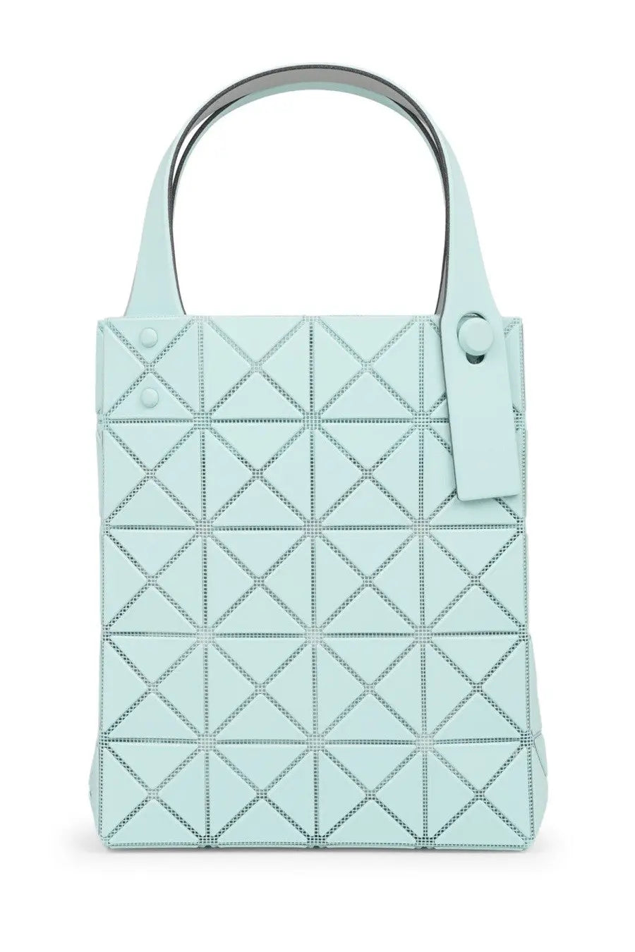 Bao Bao Issey Miyake women’s prism plus tote bag in mint green with geometric pattern and silver hardware