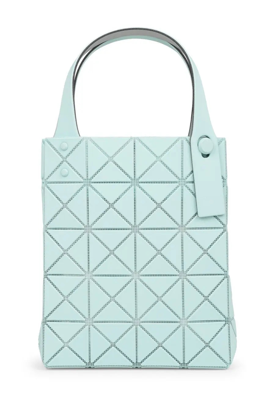 Mint green geometric-patterned leather Bao Bao Issey Miyake Prism Plus tote bag with silver-toned hardware blue