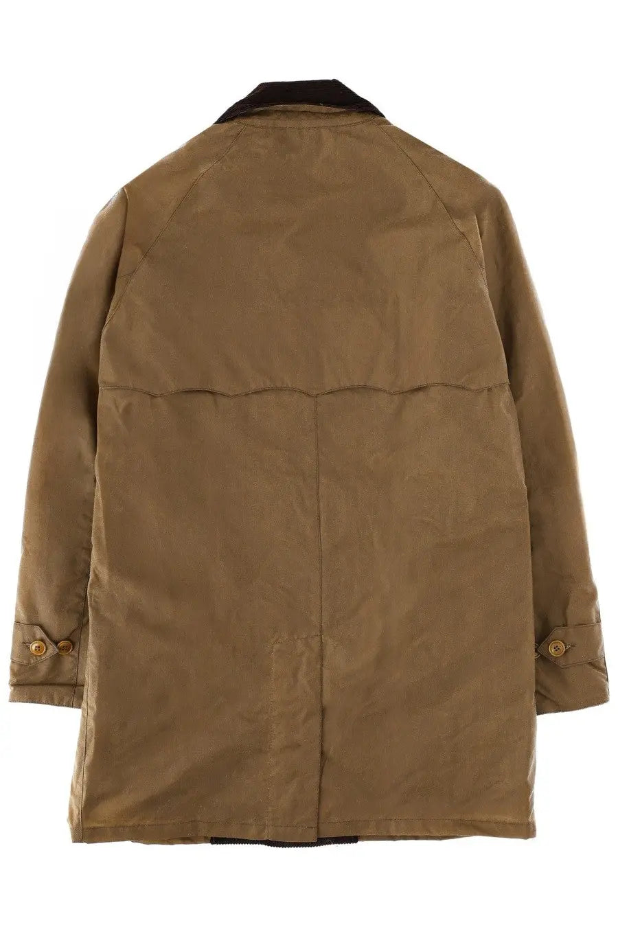 Tan waxed cotton Baracuta men’s field jacket with dark collar and buttoned cuffs in Baracuta Barbour coat brown style