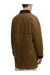 Brown waxed cotton Baracuta men’s field jacket with dark brown corduroy collar and cuffs