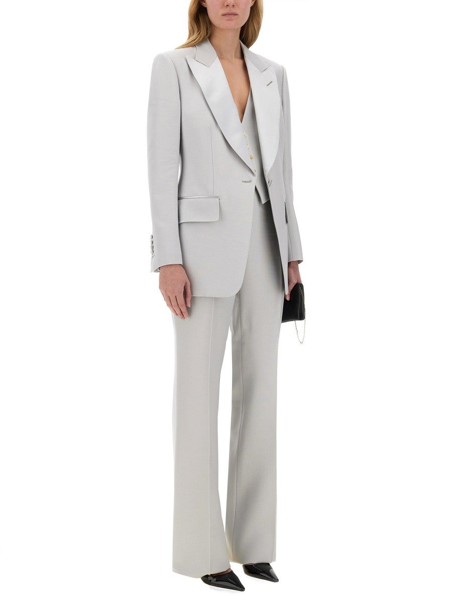 Tom Ford Women's Barathea Silk Wool Vest Grey, view 2