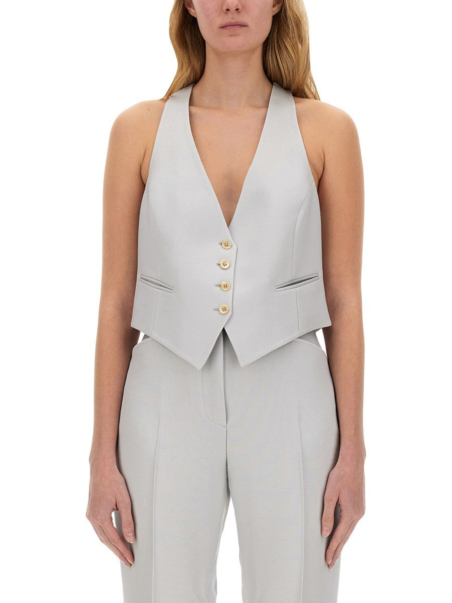 Tom Ford Women's Barathea Silk Wool Vest Grey