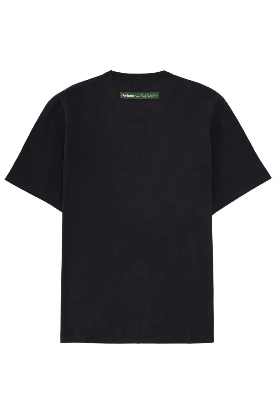 Barbour men’s cotton t-shirt in black featuring a minimalist design and subtle paul smith brand tag at the neckline