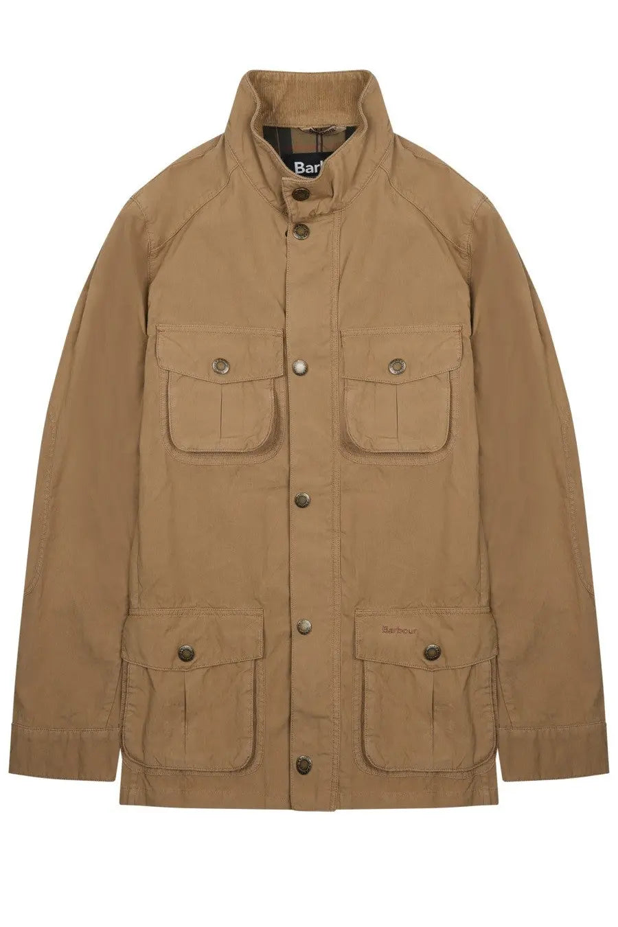 Barbour men’s giacca corbridge utility brown tan field jacket with buttoned flap pockets and stand-up collar