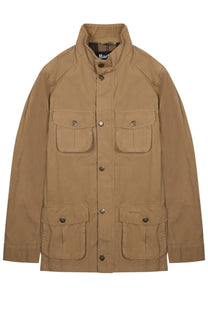 Barbour men’s giacca corbridge utility brown tan field jacket with buttoned flap pockets and stand-up collar