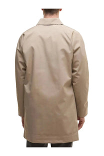 Barbour men’s jacket Lorden beige trench coat with classic collar and straight hem in durable material
