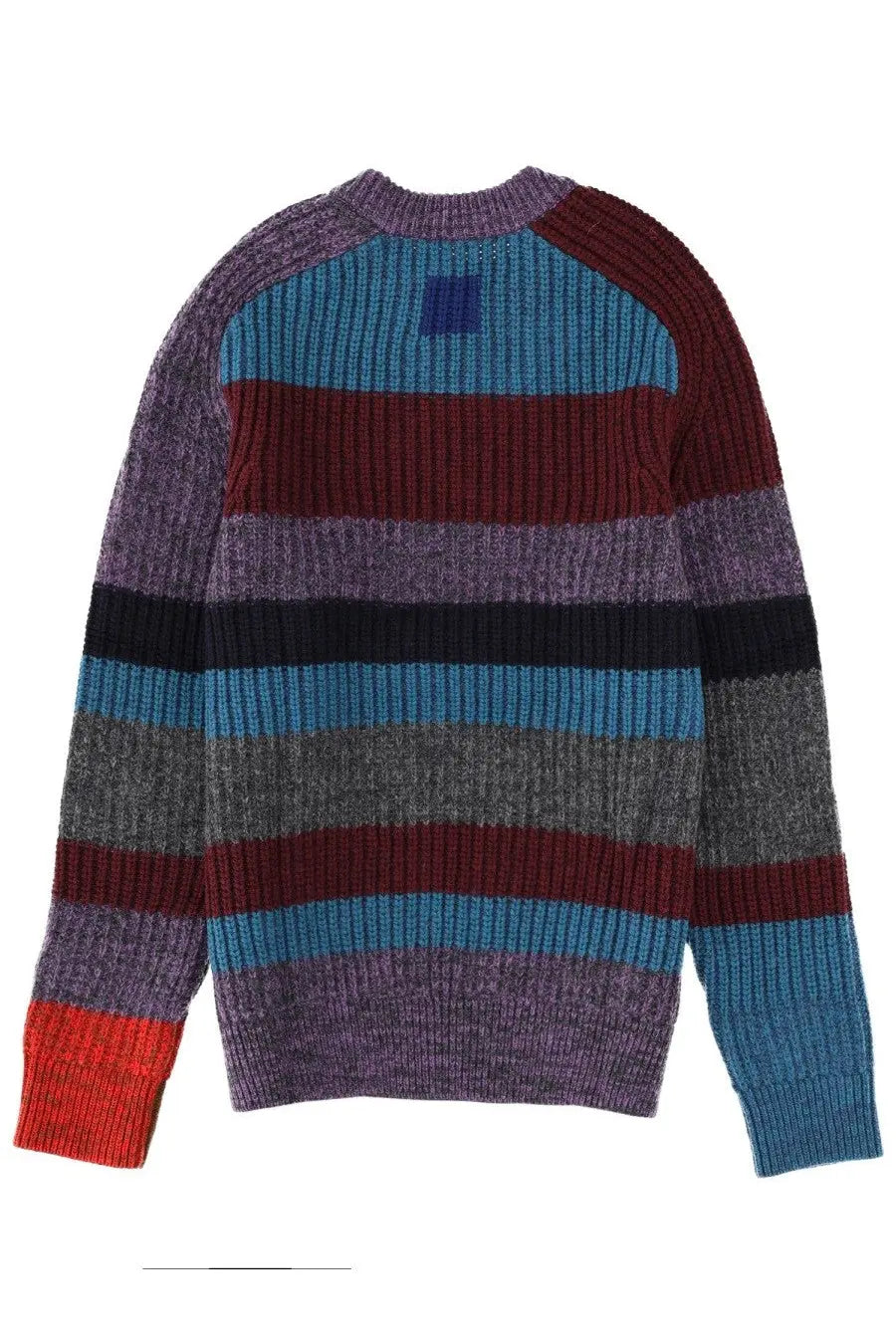 Barbour men’s paul smith striped sweater in multicolor with ribbed knit texture and red cuffs in cozy long sleeves