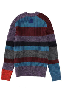 Barbour men’s paul smith striped sweater in multicolor with ribbed knit texture and red cuffs in cozy long sleeves