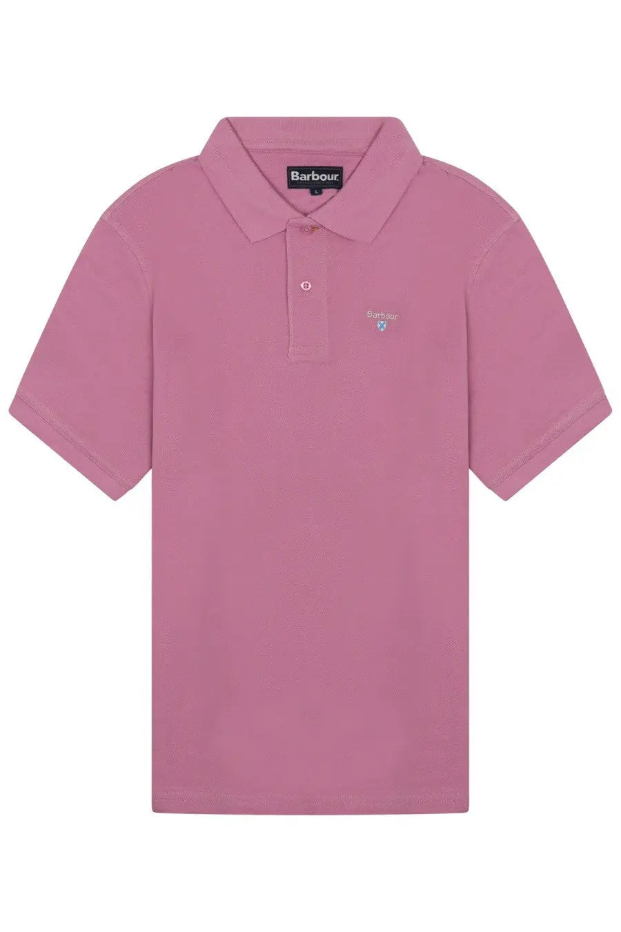 Barbour men’s soft pink polo shirt with classic collar and subtle embroidered logo on the chest