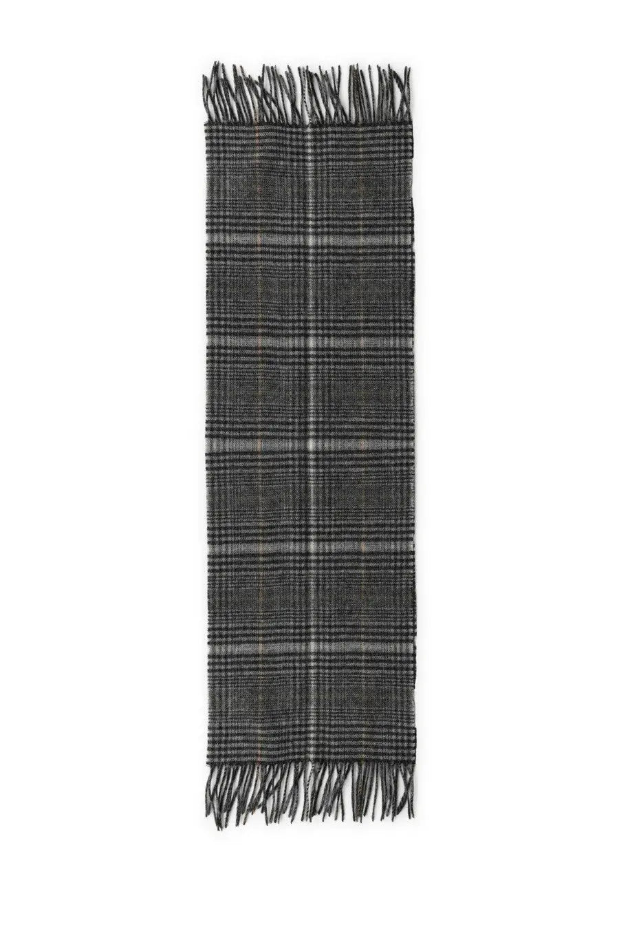 Barbour men’s sciarpa danbrooke grey black and gray plaid wool scarf with fringed edges for winter wear