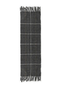 Barbour men’s sciarpa danbrooke grey black and gray plaid wool scarf with fringed edges for winter wear