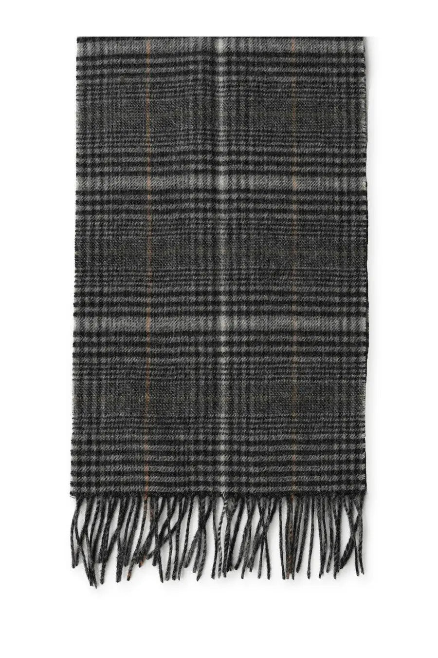 Barbour men’s Sciarpa Danbrooke grey classic gray plaid scarf with soft textured weave and fringed edges