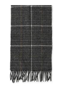 Barbour men’s Sciarpa Danbrooke grey classic gray plaid scarf with soft textured weave and fringed edges