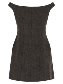 self-portrait Bardot Neckline Dress Brown