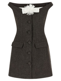 self-portrait Bardot Neckline Dress Brown