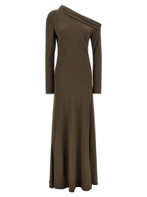 Alberta Ferretti Bare Shoulder Dress Brown