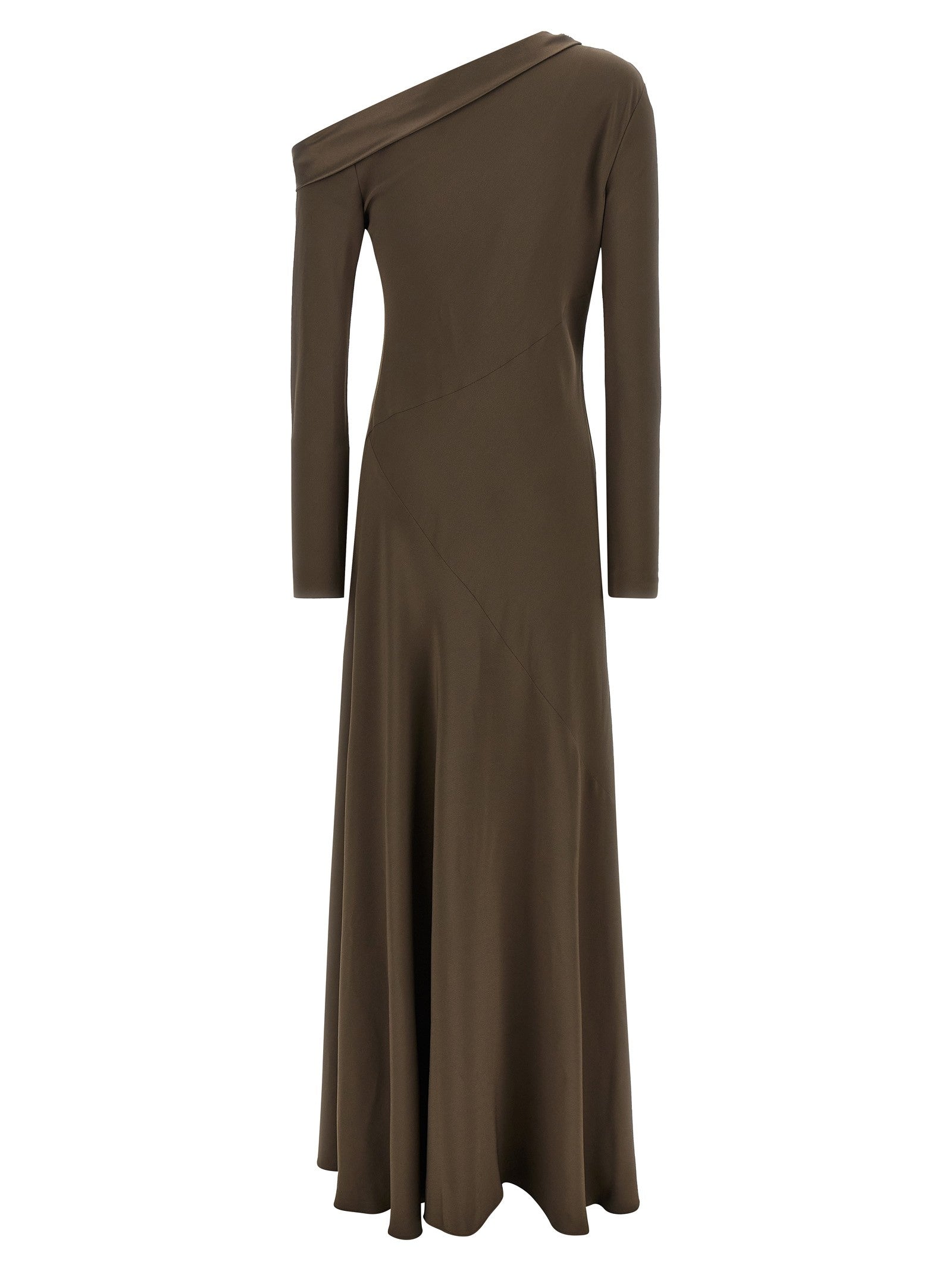 Alberta Ferretti Bare Shoulder Dress Brown