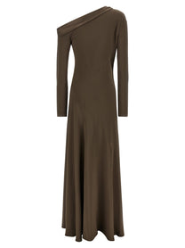 Alberta Ferretti Bare Shoulder Dress Brown