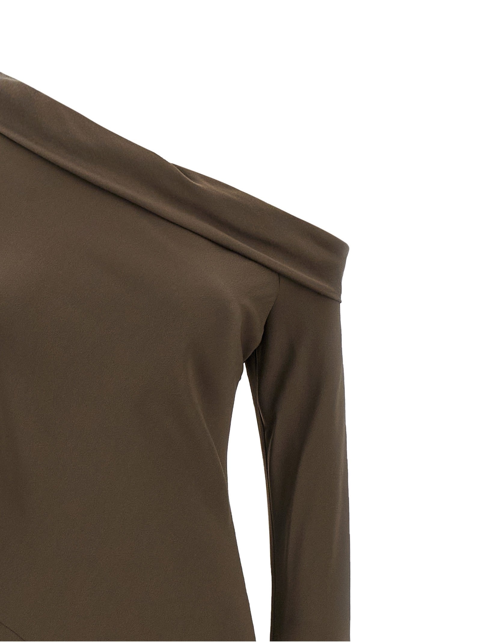 Alberta Ferretti Bare Shoulder Dress Brown
