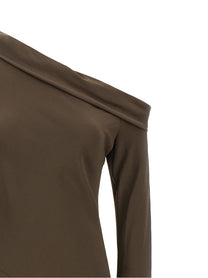 Alberta Ferretti Bare Shoulder Dress Brown