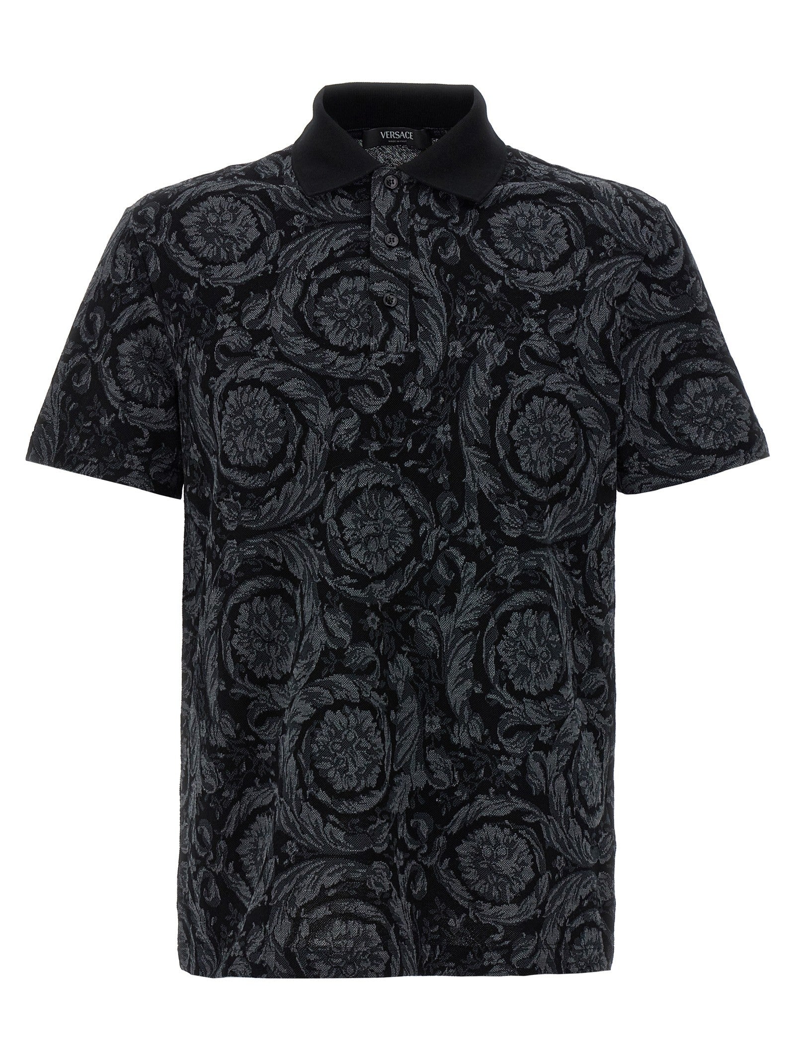 Versace Baroque Polo Shirt Grey