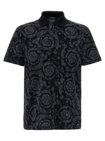 Versace Baroque Polo Shirt Grey