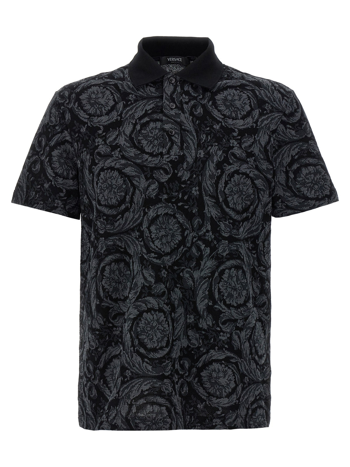 Versace Baroque Polo Shirt Grey