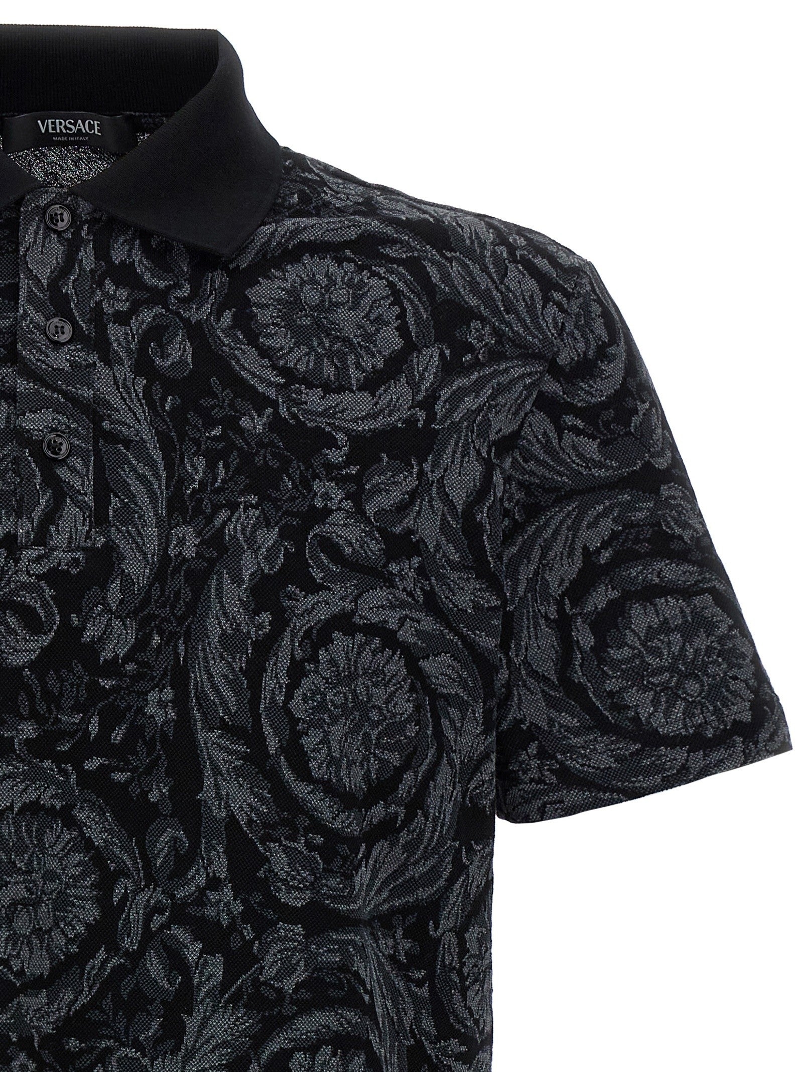 Versace Baroque Polo Shirt Grey