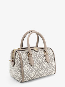 Tory Burch Women's Barrel Bag Monogram Coated Canvas Handbag Grey