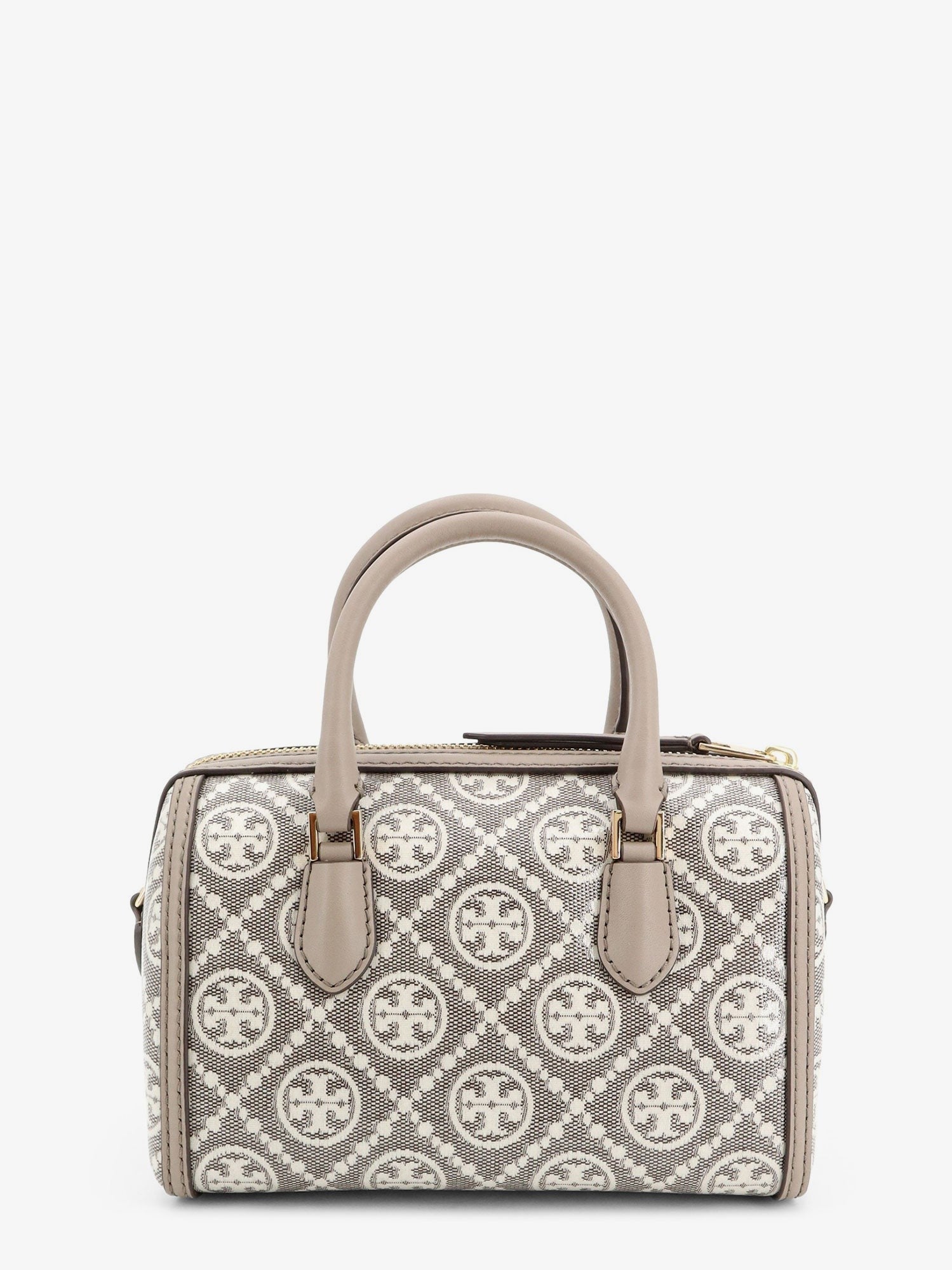 Tory Burch Women's Barrel Bag Monogram Coated Canvas Handbag Grey