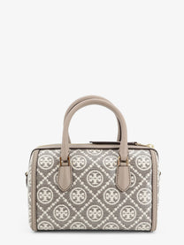 Tory Burch Women's Barrel Bag Monogram Coated Canvas Handbag Grey